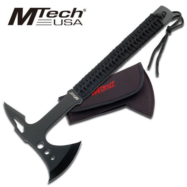 15.25" Black Tactical Combat Throwing Axe Hatchet Tomahawk with Sheath - Tophatter's Army Products & Self Defense Collectible Weapons - Tophatter Daily Deals